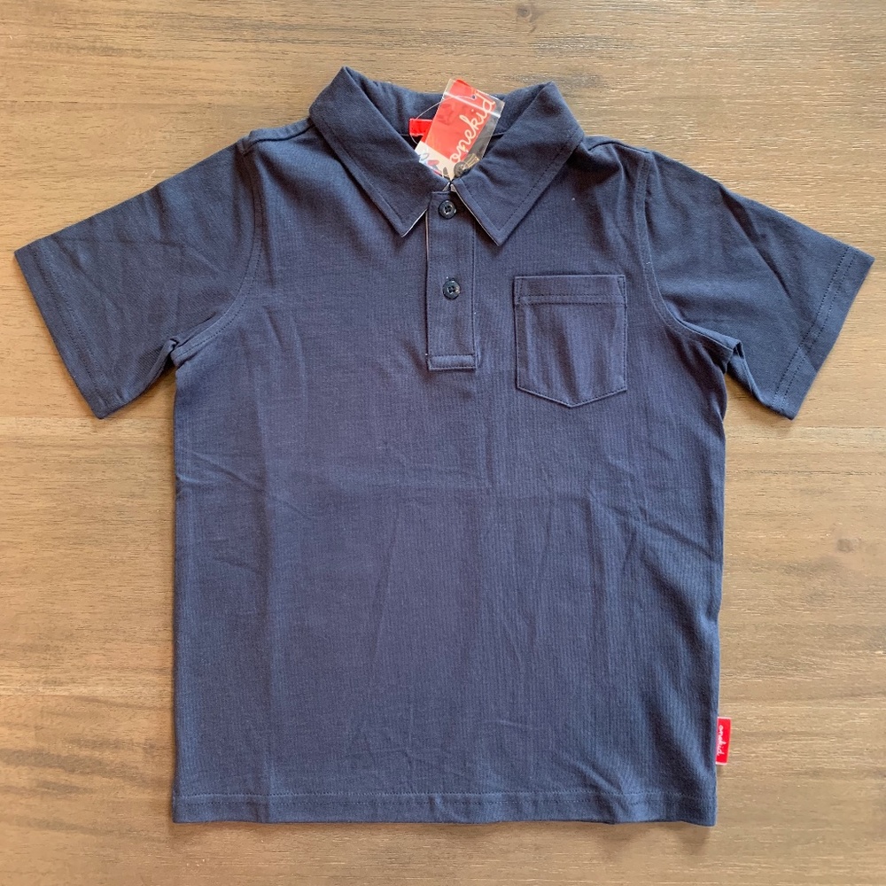 New Boys One Kid Navy Short Sleeve Collared Polo Shirt Sizes 5 6 7